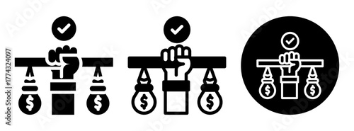 Fair Wages Icon Collection Glyph & Mixed Style