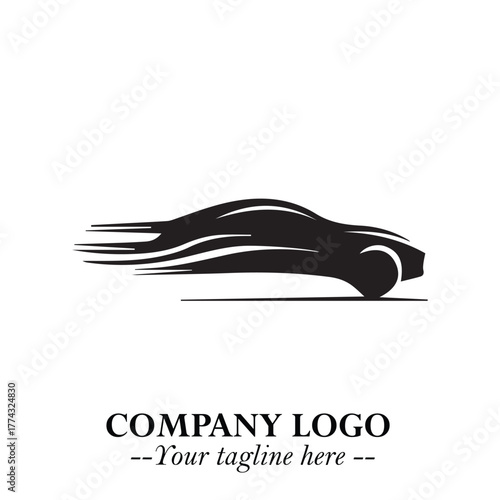 Car Running Fast Logo Symbol in Black on the White Background with Dynamic Speed Design