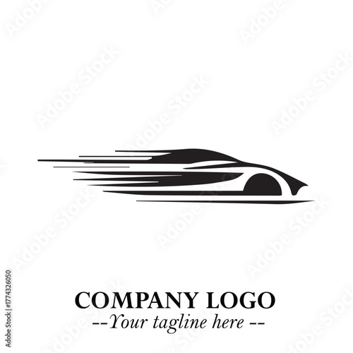 Car Running Fast Logo Symbol in Black on the White Background with Dynamic Speed Design