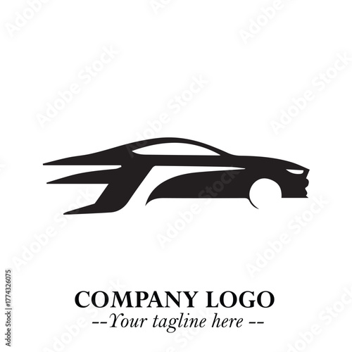Car Running Fast Logo Symbol in Black on the White Background with Dynamic Speed Design