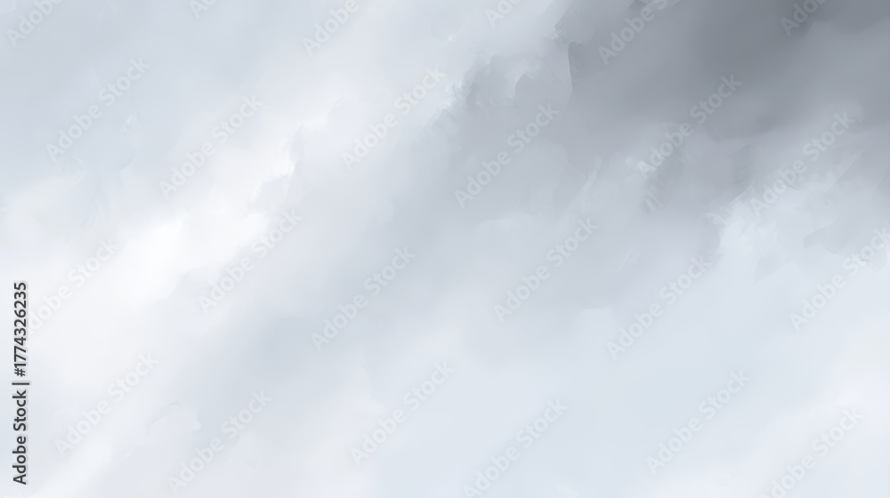 Obraz premium A soft, ethereal background featuring light grey and white textures reminiscent of clouds, smoke, or watercolor washes, a subtle and atmospheric abstract design, blurred white background