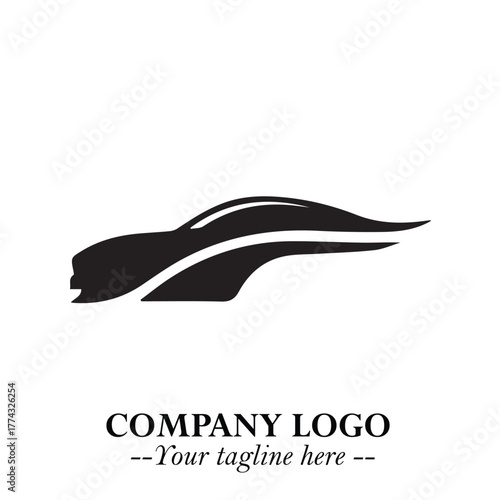 Car Running Fast Logo Symbol in Black on the White Background with Dynamic Speed Design