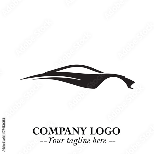 Car Running Fast Logo Symbol in Black on the White Background with Dynamic Speed Design