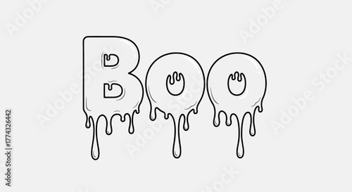 Spooky 'BOO' text with dripping slime effect perfect for Halloween designs and party invitations