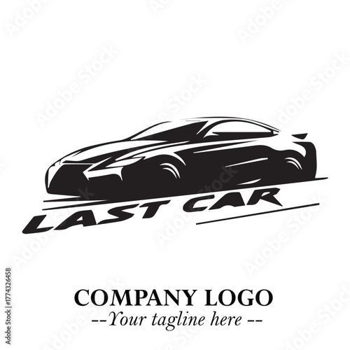 Car Running Fast Logo Symbol in Black on the White Background with Dynamic Speed Design
