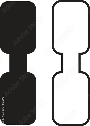 Strap connector tab icon set. Detailed collection of industrial fastening parts and mechanical joint components in flat and outline vectors showing connector shapes for engineering and product design.