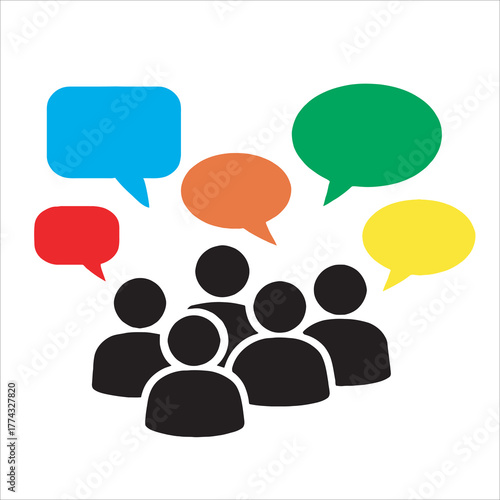 Group of People Talking Discussion and Communication Icon