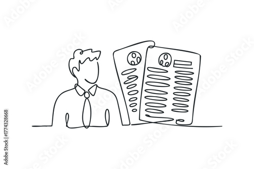 Person with documents resume interview