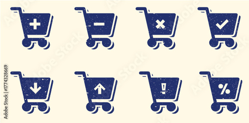 A shopping cart vector icon set featuring various market and e-commerce symbols. Includes di erent trolley, basket, and 
cart styles, perfect for online stores, retail branding, apps, and website 