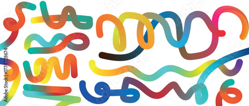 3D wave shape pattern & abstract lines, color gradient rainbow dynamic graphic design element