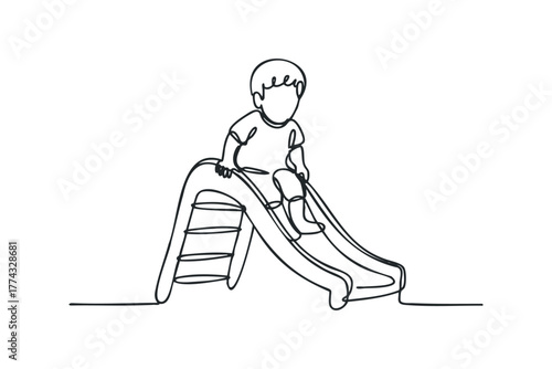 Child on outdoor slide