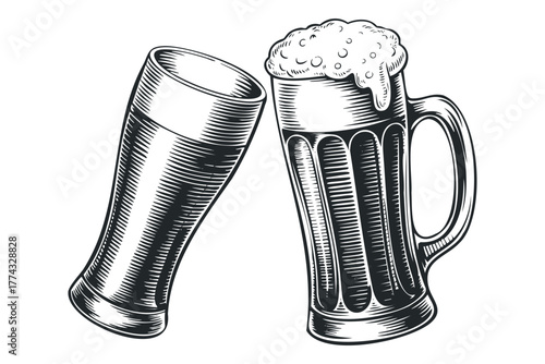 Two glasses of beer clinking together