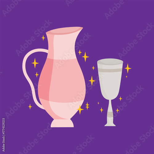 hanukkah coins, gift and pitcher