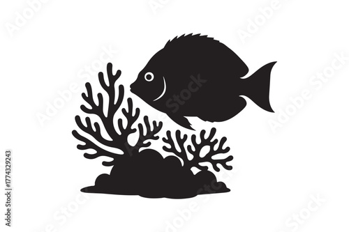 Fish silhouette vector illustration, Set of Fish silhouette vector 