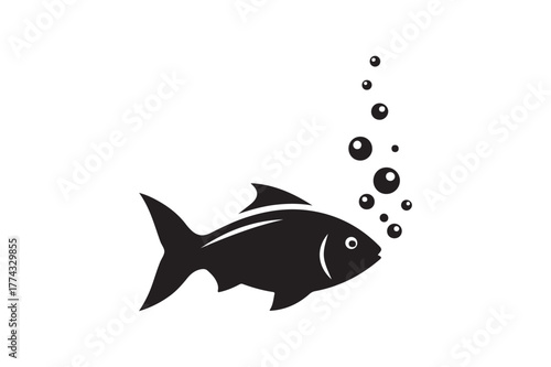 Fish silhouette vector illustration, Set of Fish silhouette vector 