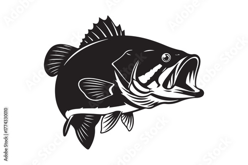 Fish silhouette vector illustration, Set of Fish silhouette vector 