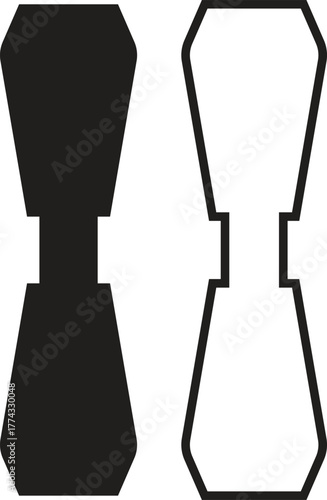 Strap connector tab icon set. Detailed collection of industrial fastening parts and mechanical joint components in flat and outline vectors showing connector shapes for engineering and product design.
