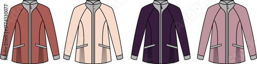 Colorful Zippered Jacket Vectors Fashionable Apparel for Designers