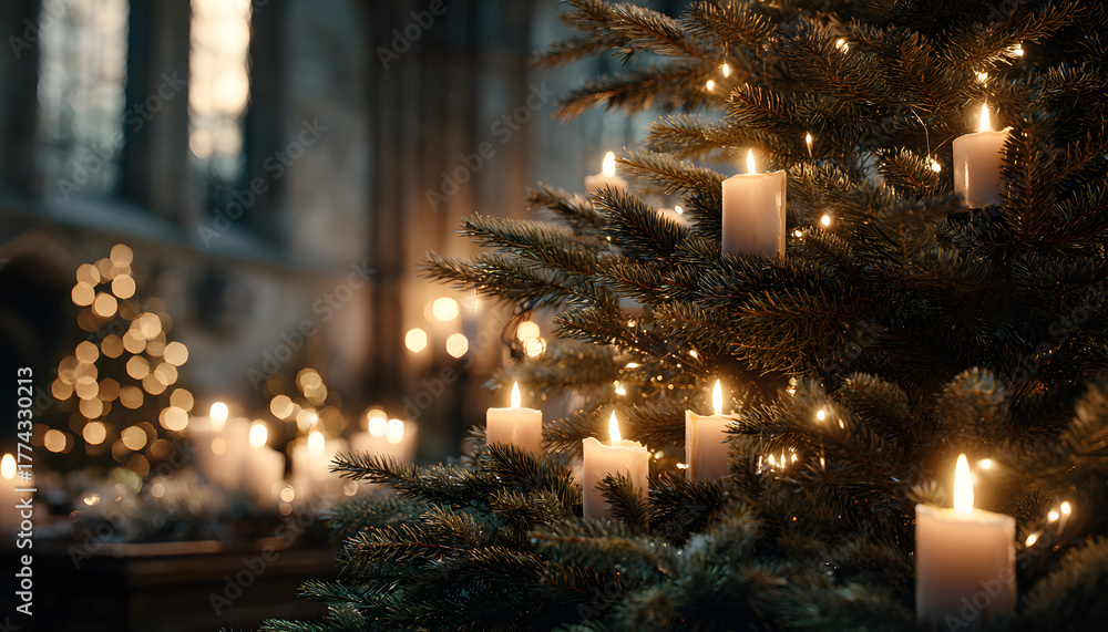 Obraz premium Weihnachtsbaum mit Kerzen