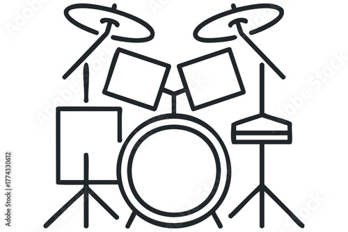 Drum kit outline graphic