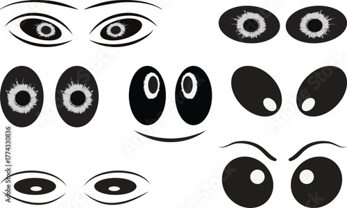 set of funny cartoon eyes