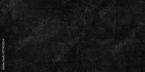 Dark black background backdrop studio, cement concrete dust surface rough crack wall texture. black old paper texture. stone marble texture. black dirty concrete wall backdrop. 