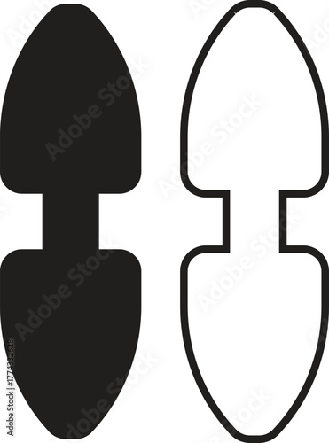 Strap connector tab icon set. Detailed collection of industrial fastening parts and mechanical joint components in flat and outline vectors showing connector shapes for engineering and product design.