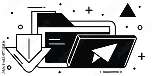 File Transfer Data Transmission in Folder with Arrow Icon for Digital Document