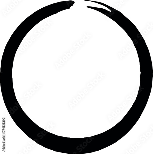 Minimalist zen circle enso doodle with subtle color accents and helvetica font