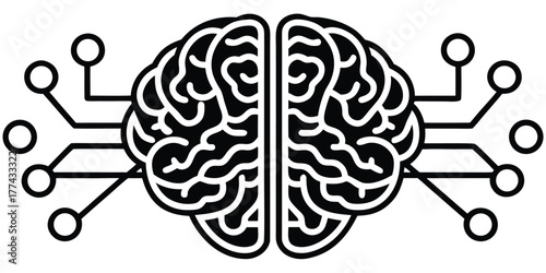 Abstract representation of a human brain with digital connections, symbolizing artificial intelligence and futuristic technology concepts