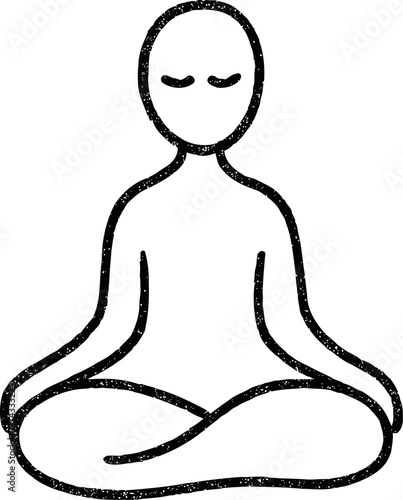 Serene person meditating peacefully in a simple doodle art style