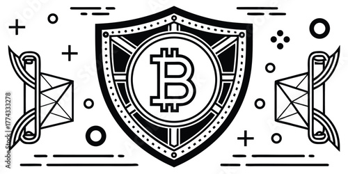 Bitcoin Shield Illustration Secure Cryptocurrency Design