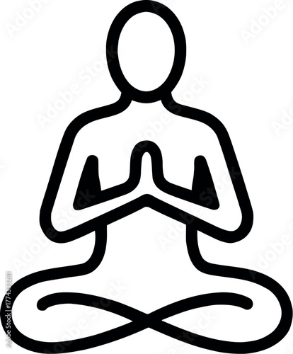 Elegant yoga lotus pose outline illustration for wellness and mindfulness designs