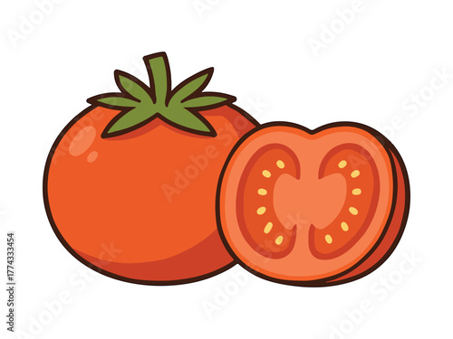 Whimsical tomato shaped car illustration playful food vehicle design isolated on transparent background