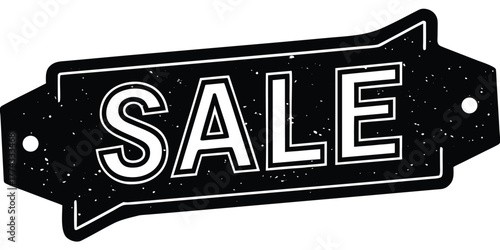 Black and White Sale Sign Vector Illustration for Retail and Promotional Use