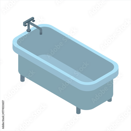 Classic white bathtub with chrome fixtures a clean and simple illustration isolated on transparent background
