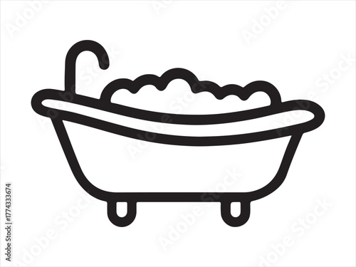 Classic white bathtub with chrome fixtures isolated on transparent background