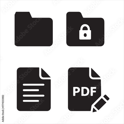 Digital file management icon representing organization and data storage isolated on transparent background