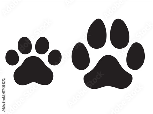 Cute illustration of a cat and dog paw print set perfect for pet themed designs isolated on transparent background