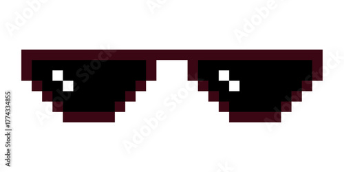 Fun retro Pixelated sun glass icon, Boss glasses meme, life style meme sunglasses thug, vector illustration