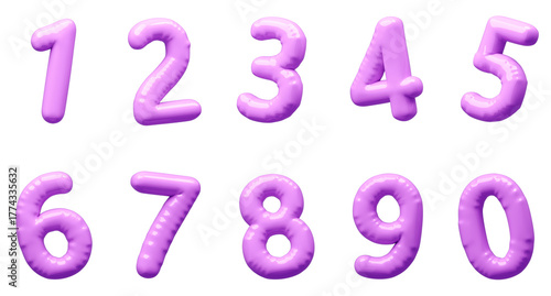 3D画像_風船_数字_紫