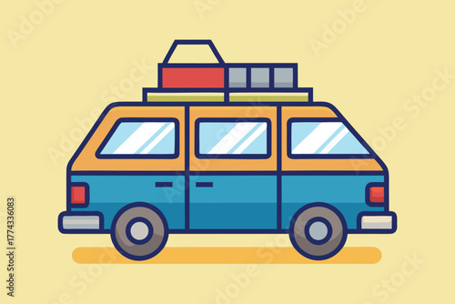 Van with luggage on top