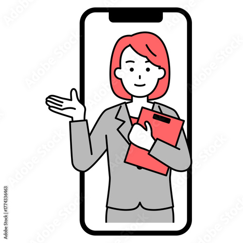 スマホでオンラインカウンセリングをするカウンセラーの女性