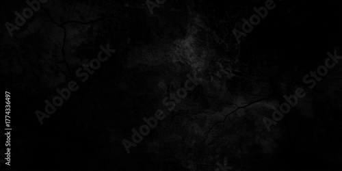 Dark gray black slate stone wall background in natural pattern for decorative texture. grunge background dark black chalk board and black board texture. cement floor and lines paint black background. 