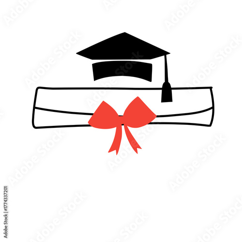 diploma scroll with graduation cap