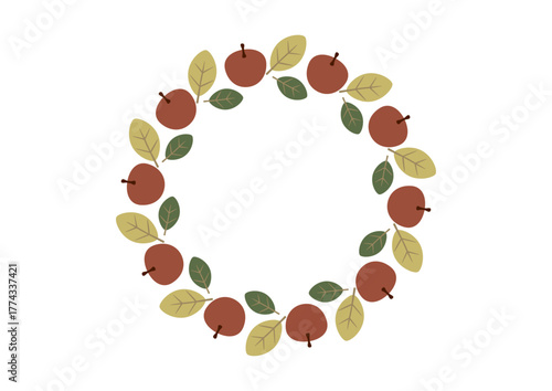 りんごと葉っぱで作ったナチュラルなリース
