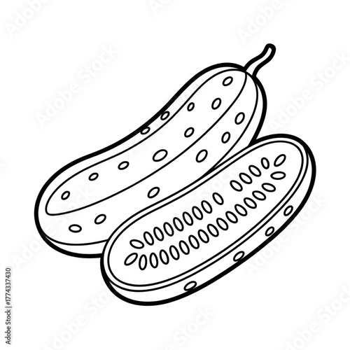 Fresh Cucumber Illustration – Green Vegetable Art, Healthy Food 