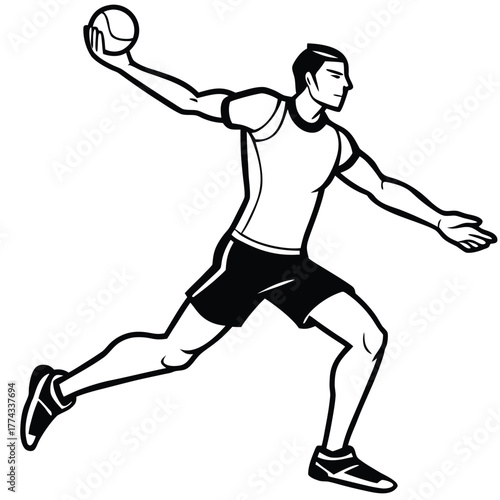 A handball player throwing the ball, illustrating fast-paced action, sport, and athletic movement.