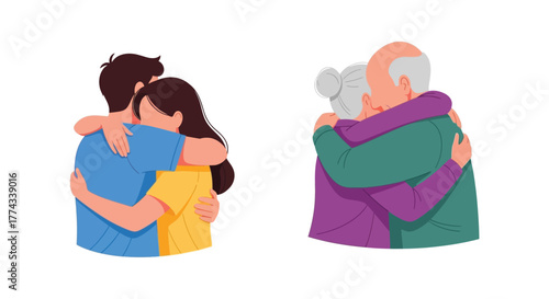 A heartfelt reunion showing a family embracing in a loving gesture