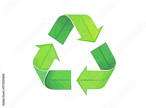 Recycling symbol with green leaves symbolizing environmental sustainability and eco-friendly practices